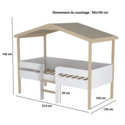 Lit Cabane Enfant En Hêtre Massif 90x190 - LT14051 -Lematelas Soldes Boutique 1331 91 piloti dimensions catalogue jpg