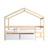 Lit Cabane Enfant Bois Naturel Laqué + 2 Tiroirs 90x190 - LT14053