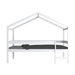 Lit Cabane Enfant Bois Blanc Laqué 90x190 - LT14054
