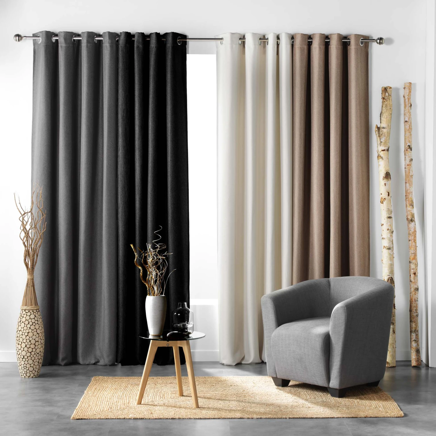 Rideau à Oeillets Occultant Tissé 135x240 1 Rideau à Oeillets Occultant Tissé 135x240