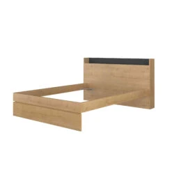 Lit Avec Tête De Lit En Bois Imitation Chêne - LI9051 -Lematelas Soldes Boutique 1711 fond blanc