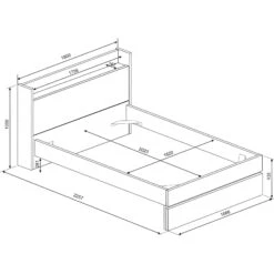 Lit Tiroir En Bois Imitation Chêne - LI9051 -Lematelas Soldes Boutique 1711 mesures 2