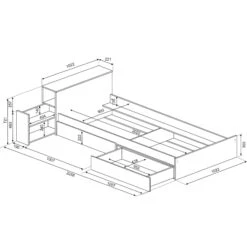Lit Enfant Tiroir 90x200 En Bois Grisé - LI9074 -Lematelas Soldes Boutique 1770 mesures