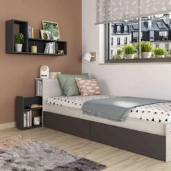 Lit Enfant Tiroir 90x200 En Bois Grisé - LI9074 -Lematelas Soldes Boutique 1772 ambiance