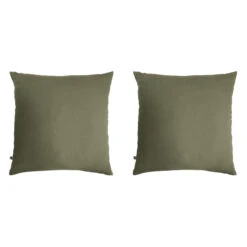 Lot De 2 Taies D'oreillers Double Gaze De Coton Kaki