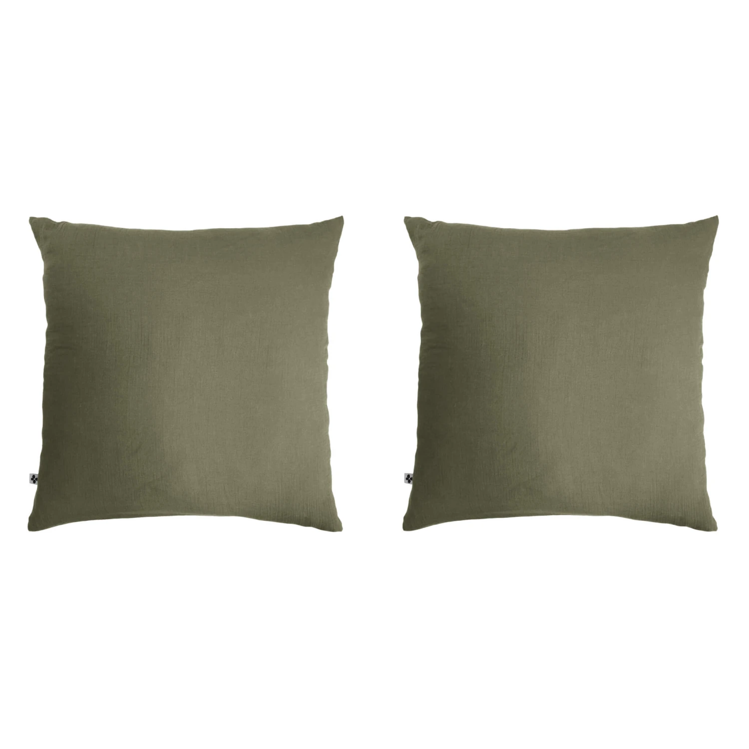 Lot De 2 Taies D'oreillers Double Gaze De Coton Kaki 1 Lot De 2 Taies D'oreillers Double Gaze De Coton Kaki