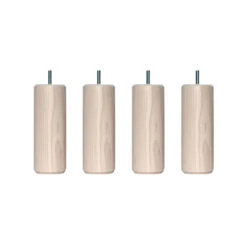 4 Pieds Cylindriques Bois Naturel Avec Veinage Frêne Blanchi 15 Cm