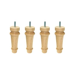 4 Pieds Louis XVI Bois Vernis Naturel 15 Cm