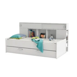 Lit Enfant Gigogne 90x200 Blanc Perle -Lematelas Soldes Boutique 407011 2