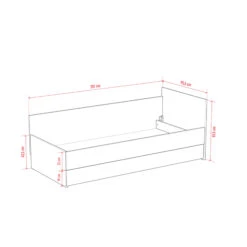 Lit Coffre Enfant En Bois Blanc Et Imitation Chêne 90x200 - LT17011 -Lematelas Soldes Boutique 5010736 mesures 1