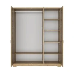 Lit Et Armoire En Bois Clair - LT5079 -Lematelas Soldes Boutique armoire thelma face ouvert fond blanc 1
