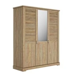 Lit Et Armoire En Bois Clair - LT5079 -Lematelas Soldes Boutique armoire thelma profil fond blanc 1