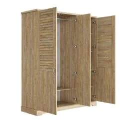 Lit Et Armoire En Bois Clair - LT5079 -Lematelas Soldes Boutique armoire thelma profil ouvert fond blanc 1