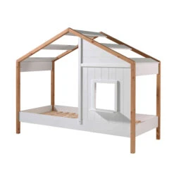 Lit Cabane Enfant En Bois Blanc Et Hêtre 90x200 Cm - LT2052 -Lematelas Soldes Boutique babs 91 fond blanc 1