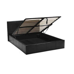 Lit Coffre En Métal Avec Revêtement Simili Cuir Noir - LT14020 -Lematelas Soldes Boutique barcelona noir 3