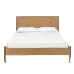 Lit En Bois Massif Imitation Chêne - LT0019 -Lematelas Soldes Boutique bedangle1