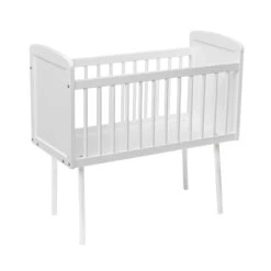 Berceau Bébé En Bois Massif Blanc Et Hêtre 40x90 -Lematelas Soldes Boutique berceau antoine fond blanc 2 1