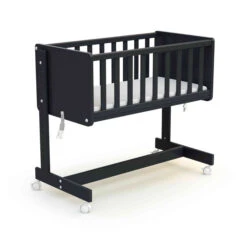 Berceau Cododo évolutif En Bois + Matelas 40x80 Cm -Lematelas Soldes Boutique berceau cododo volutif en bois graphite matelas fond blanc