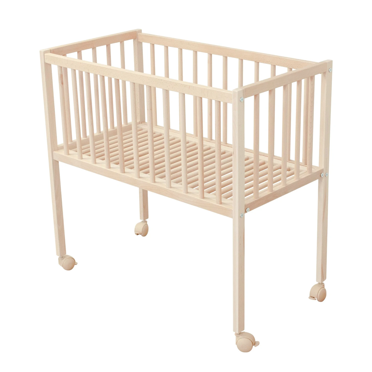 Berceau Bois Massif Verni Avec Roues Et Matelas 80x40 5 Berceau Bois Massif Verni Avec Roues Et Matelas 80x40 – Image 5