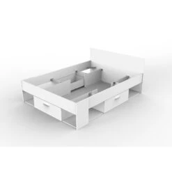 Lit En Bois 140x190/200 Blanc Perle LT115 -Lematelas Soldes Boutique blanc