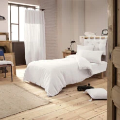 Parure De Lit Double Gaze De Coton Blanc -Lematelas Soldes Boutique blanc ambiance 1