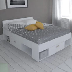 Lit En Bois 140x190/200 Blanc Perle LT115