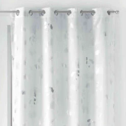Rideau à œillets Bloomy 140x260 Cm -Lematelas Soldes Boutique bloomy blanc argent zoom