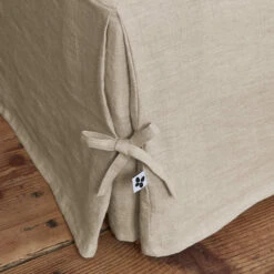 Cache-sommier à Nouettes Lin Lavé 10 Cache-sommier à Nouettes Lin Lavé -Lematelas Soldes Boutique cache sommier beige zoom