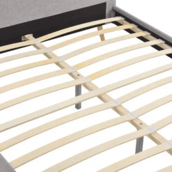 Lit En Bois Avec Tête De Lit Arrondie Tissu Gris Clair - LT17023 -Lematelas Soldes Boutique cadre de lit gris clair 160x200 zoom lattes