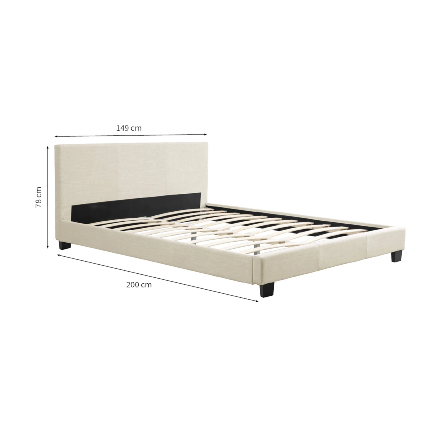 Lit En Bois Avec Tête De Lit Tissu Naturel 140x190 - LT17021 4 Lit En Bois Avec Tête De Lit Tissu Naturel 140x190 - LT17021 – Image 4