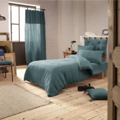 Housse De Couette Double Gaze De Coton Bleu Canard 8 Housse De Couette Double Gaze De Coton Bleu Canard -Lematelas Soldes Boutique canard ambiance 1 2