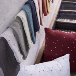 Taie D'oreiller à Pois Brodés Double Gaze De Coton Blanc 7 Taie D'oreiller à Pois Brodés Double Gaze De Coton Blanc -Lematelas Soldes Boutique chic to coloris 7