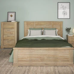 Lit Et Chiffonnier En Bois Clair - LT5080