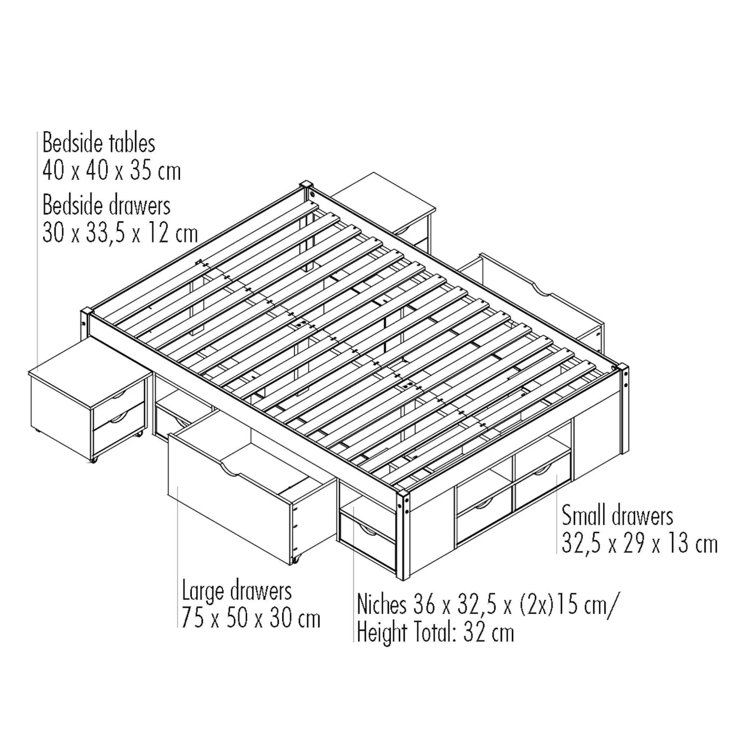 Lit Tiroirs En Bois Massif Blanc Laqué - LT12013 6 Lit Tiroirs En Bois Massif Blanc Laqué - LT12013 – Image 6