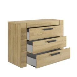 Lit Led Sensitive Et Commode En Bois Clair - LT5083 -Lematelas Soldes Boutique commode sofia ouverte profil fond blanc 1
