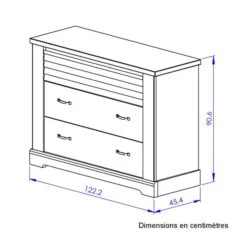 Lit Et Commode En Bois Clair - LT5078 -Lematelas Soldes Boutique commode thelma dimensions fond blanc 1 1
