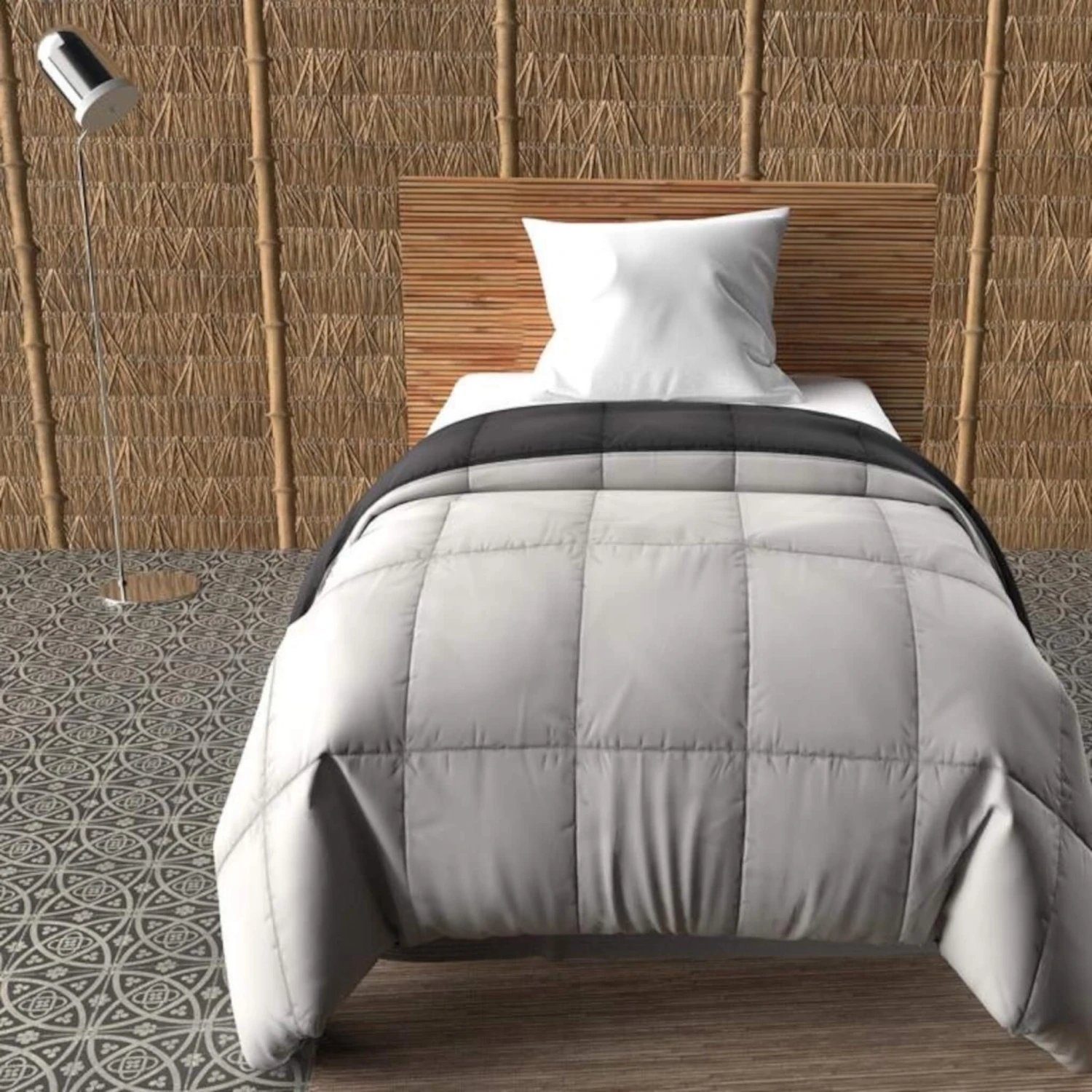 Couette Bicolore Gris Et Anthracite Mi-saison 350g – Image 2