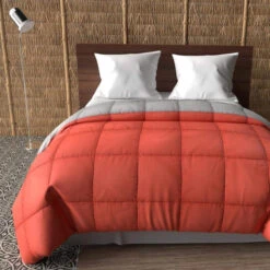 Couette Bicolore Orange Et Gris Mi-saison 350g