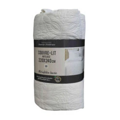 Couvre-lit Microfibre Lavée Matelassé Florette 240x220 Cm -Lematelas Soldes Boutique couvre lit florette blanc 2
