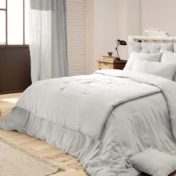 Couvre-lit Double Gaze De Coton Gris -Lematelas Soldes Boutique couvre lit gris zoom