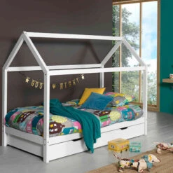 Lit Cabane Enfant En Bois Massif 90x200 Avec Tiroir De Lit - LT2024