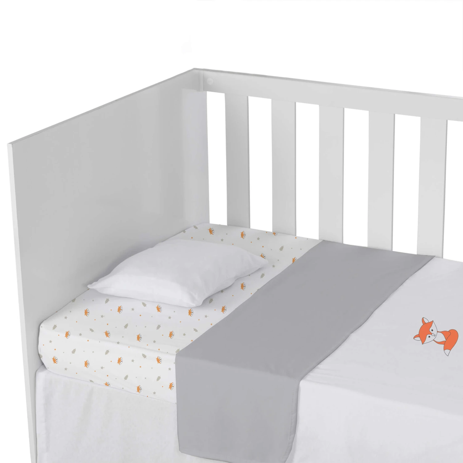 Lot De 2 Draps Housses Bébé Coton Jersey Blanc/Renard 60x120 Cm 2 Lot De 2 Draps Housses Bébé Coton Jersey Blanc/Renard 60x120 Cm – Image 2