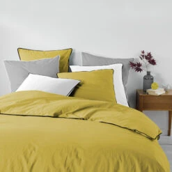 Drap Housse Coton Lavé Linette Jaune -Lematelas Soldes Boutique drap housse linette jaune
