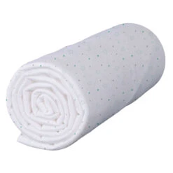 Lot De 2 Draps Housses Bébé En Jersey Bio Imprimés étoiles Et Cœurs Turquoise -Lematelas Soldes Boutique drap housse toiles coeurs fond blanc