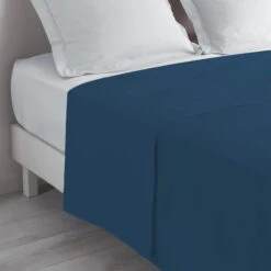 Drap Plat Biolina En Coton Biologique -Lematelas Soldes Boutique drap plat biolina bleu ambiance