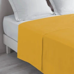 Drap Plat Biolina En Coton Biologique -Lematelas Soldes Boutique drap plat biolina ocre ambiance