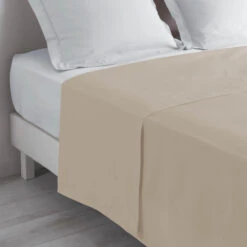 Drap Plat Biolina En Coton Biologique -Lematelas Soldes Boutique drap plat biolina taupe ambiance