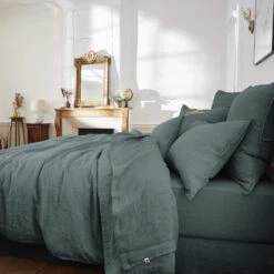 Drap Plat Lin Lavé -Lematelas Soldes Boutique drap plat soline anthra ambiance 2 2