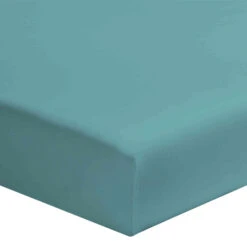 Lot De 2 Draps Housses Bébé En Jersey Bio Imprimés étoiles Et Cœurs Turquoise -Lematelas Soldes Boutique drape housse turquoise zoom fond blanc