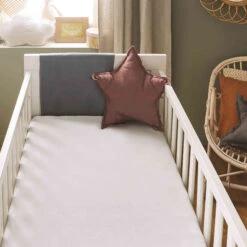 Lot De 2 Draps Housses Bébé + Alèses 2 En 1 Coton Imperméable Blanc Et Gris -Lematelas Soldes Boutique draphoussealeseblancambiance 2